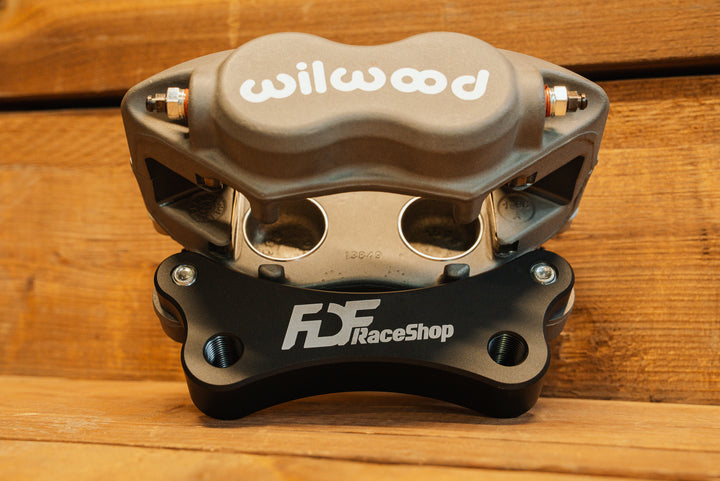 Nissan 350Z Wilwood Front Caliper Bracket attached to caliper