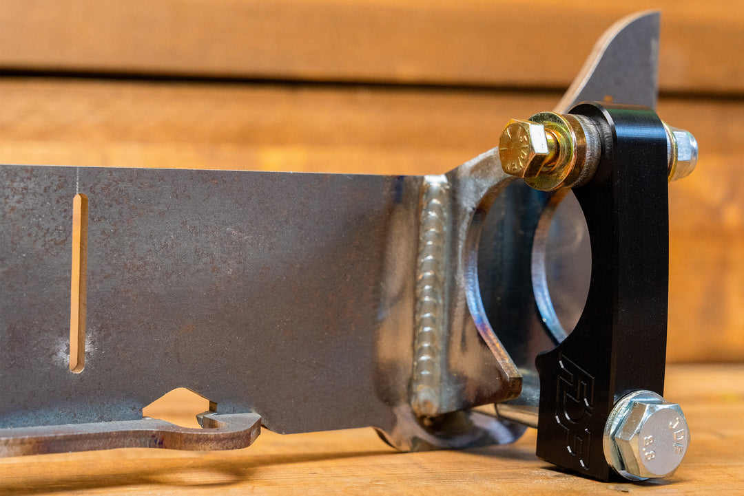 350z rack relocation with machined clamp