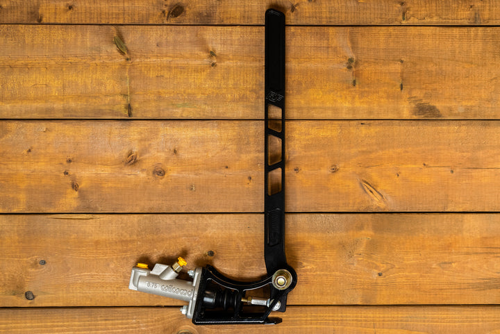 anodized black handbrake handle and powder coated base
