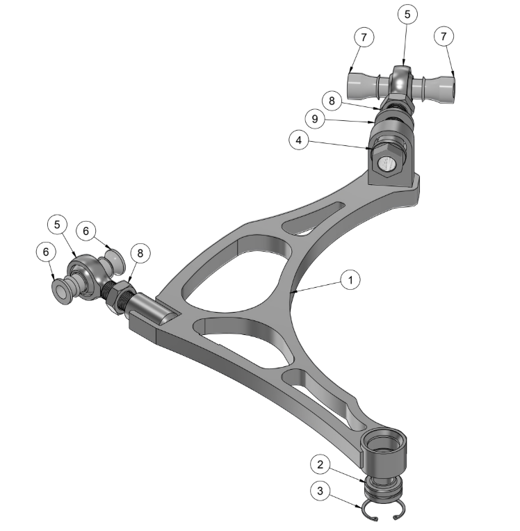 CHEVROLET CAMARO GEN 5 MEGA MANTIS LOWER CONTROL ARM SPARE PARTS ASSEMBLY