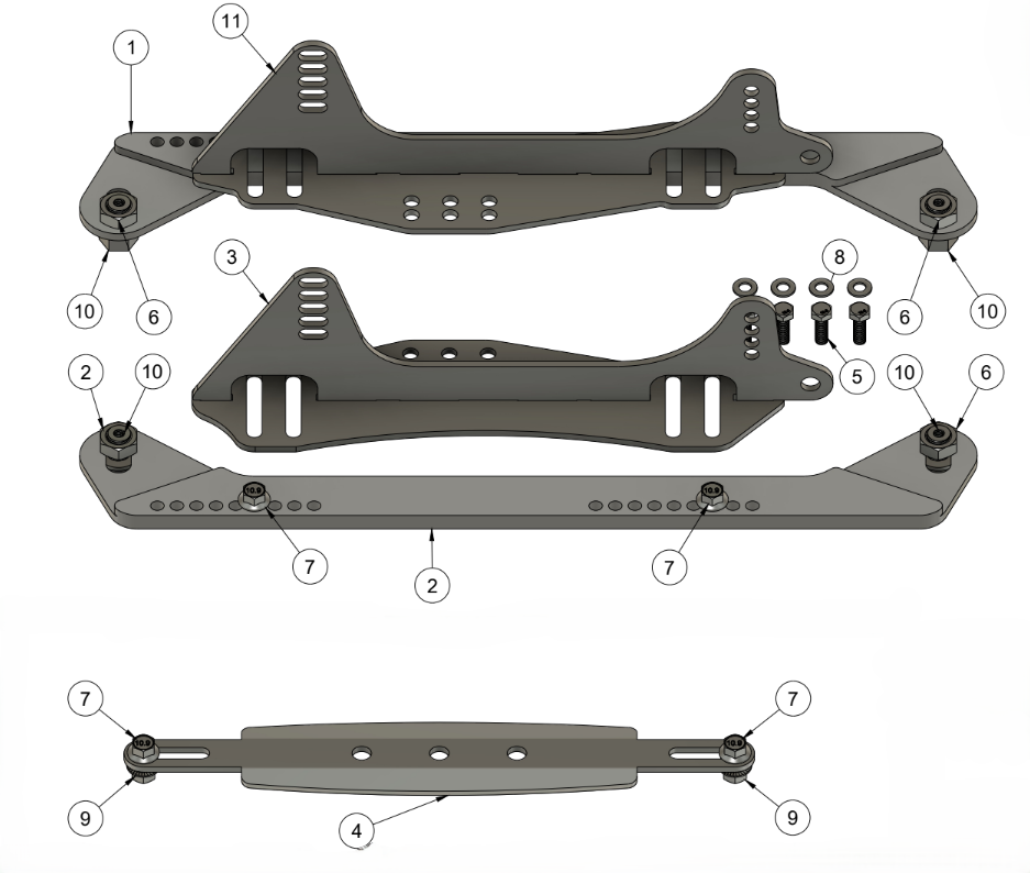 CORVETTE C5/C6/C7/C8 SEAT MOUNT SPARE PARTS ASSEMBLY