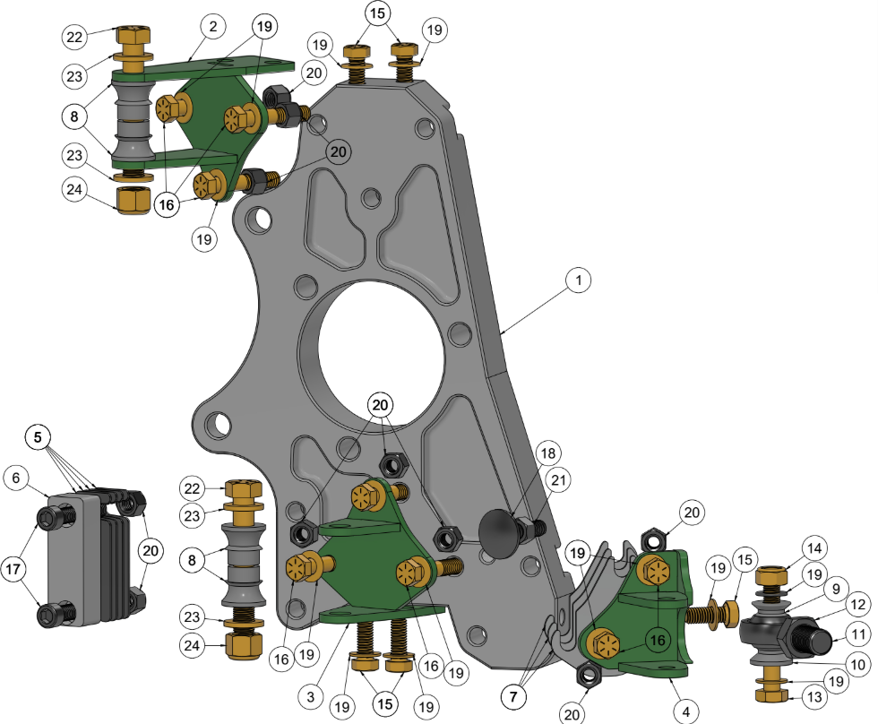 CORVETTE C6 PRO ANGLE KIT BILLET KNUCKLE SPARE PARTS ASSEMBLY
