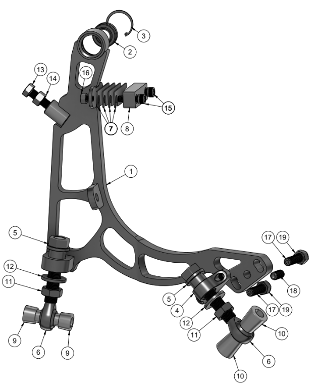 FORD MUSTANG S550 MEGA MANTIS ANGLE KIT LOWER CONTROL ARM SPARE PARTS ASSEMBLY