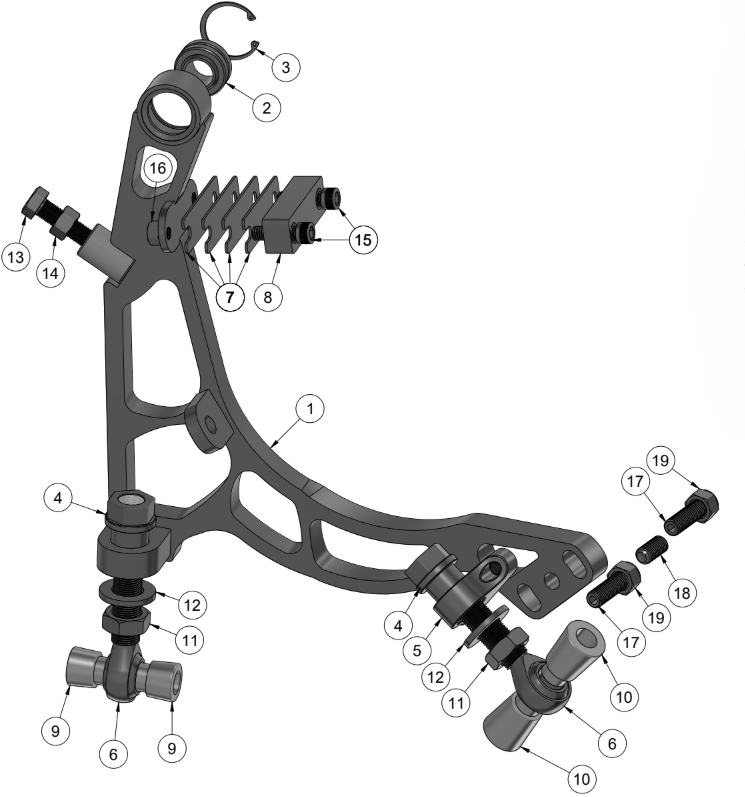 FORD MUSTANG S550 MILD MANTIS ANGLE KIT LOWER CONTROL ARM SPARE PARTS ASSEMBLY