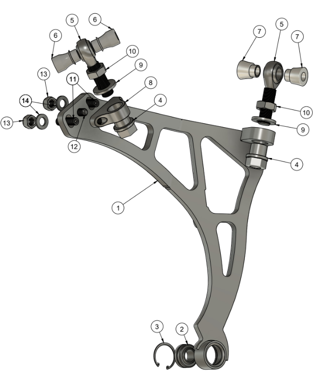 HYUNDAI GENESIS MEGA MANTIS ANGLE KIT LOWER CONTROL ARM SPARE PARTS ASSEMBLY