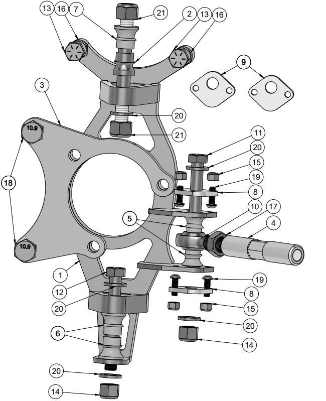 CORVETTE C5/C6/C7 MEGA MANTIS ANGLE KIT KNUCKLE SPARE PARTS ASSEMBLY