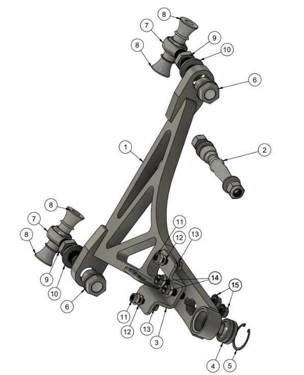 CORVETTE C6 MEGA MANTIS ANGLE KIT LOWER CONTROL ARM SPARE PARTS ASSEMBLY