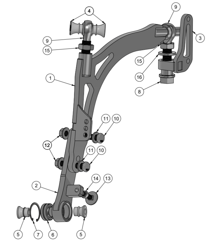 MAZDA RX7 FC MEGA MANTIS ANGLE KIT LOWER CONTROL ARM SPARE PARTS ASSEMBLY