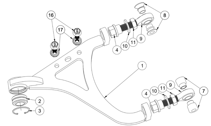 NISSAN 350Z/INFINTI G35 REAR GRIP KIT UPPER CONTROL ARM SPARE PARTS ASSEMBLY