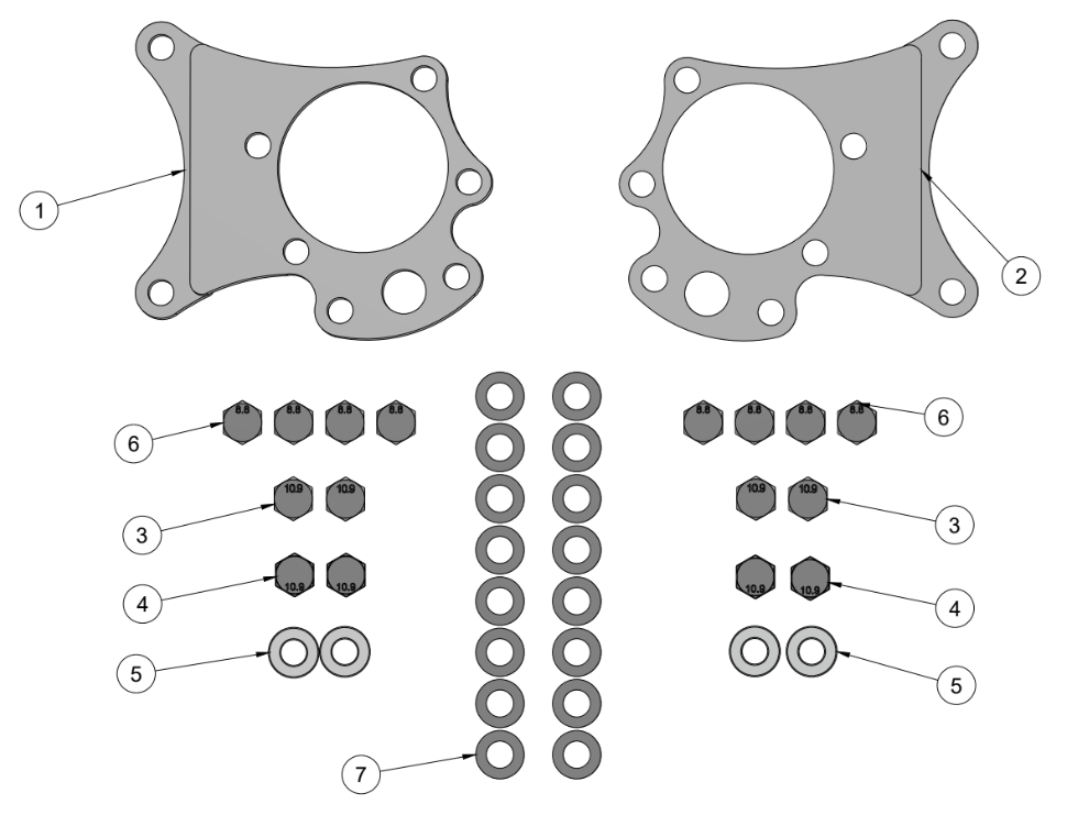 NISSAN 350Z/370Z INFINITI G35/G37 BOLT ON DUAL CALIPER BRACKET SPARE PARTS ASSEMBLY