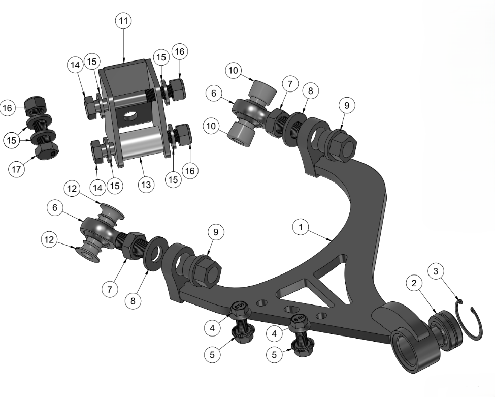 NISSAN 350Z/370Z INFINITI G35/G37 REAR GRIP KIT UPPER CONTROL ARM SPARE PARTS ASSEMBLY