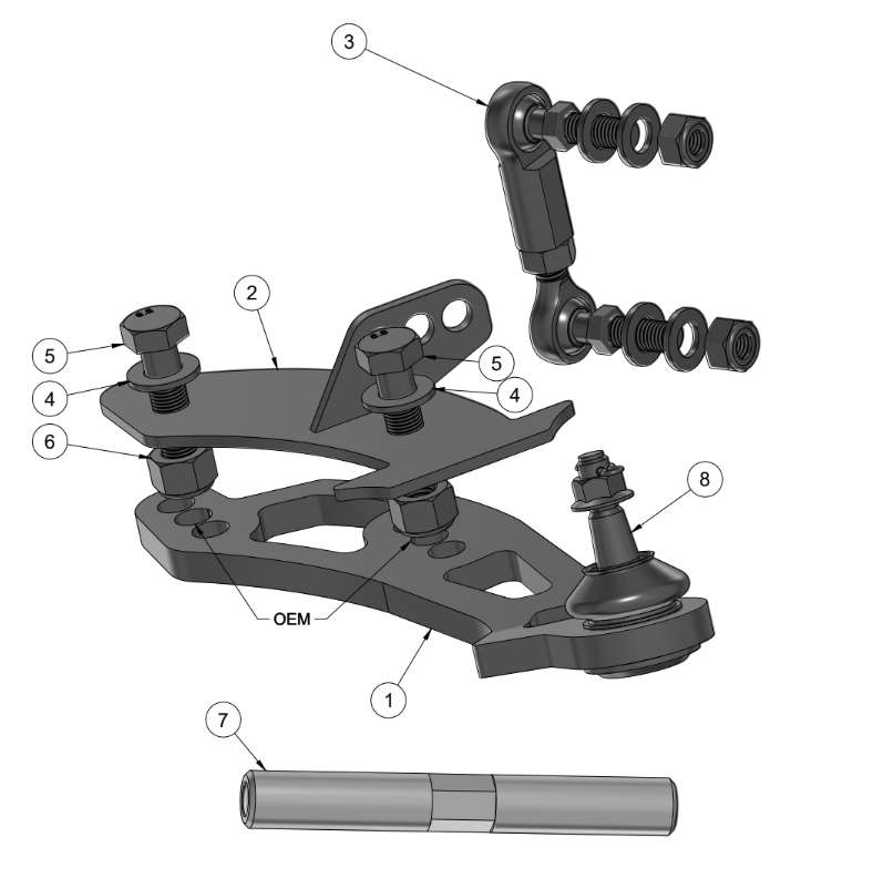 BRZ/FRS/GT86 LOWER CONTROL ARM EXTENSION SPARE PARTS ASSEMBLY