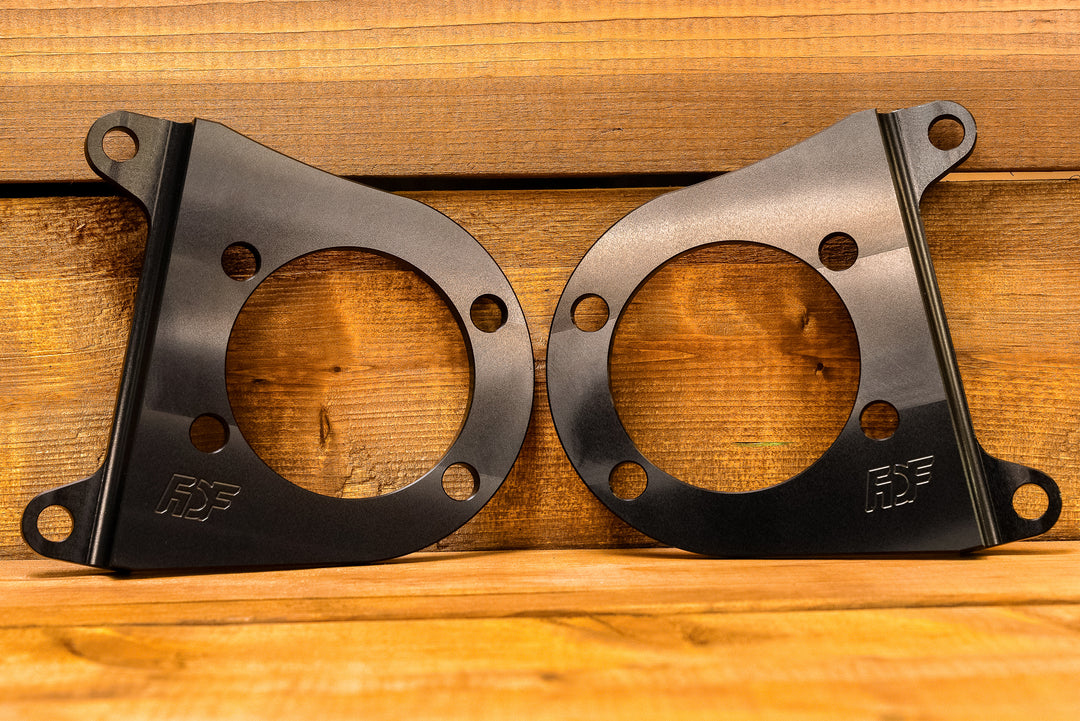 Two metal dual caliper brackets for hyundai genesis