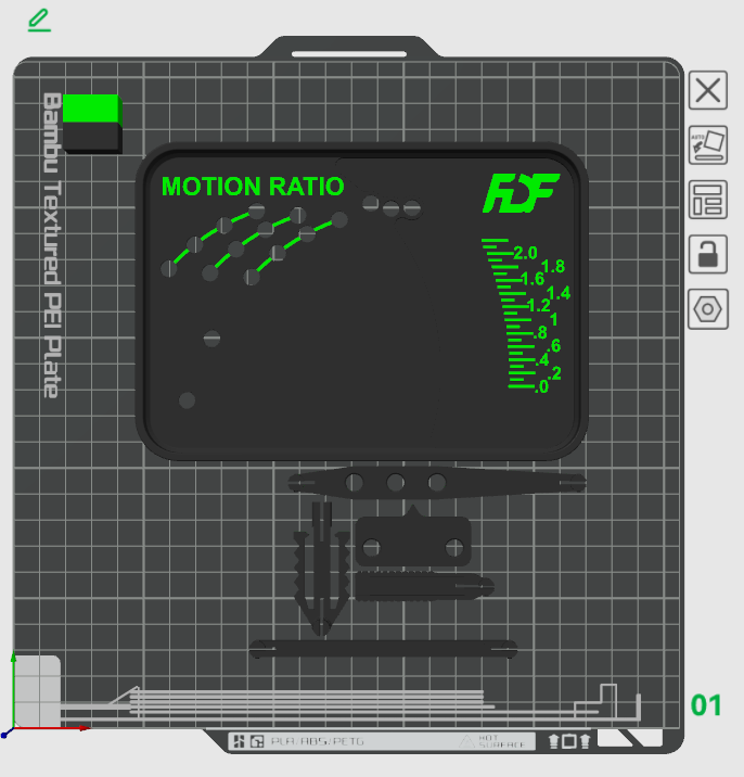 Motion ratio display tool 3D print preview