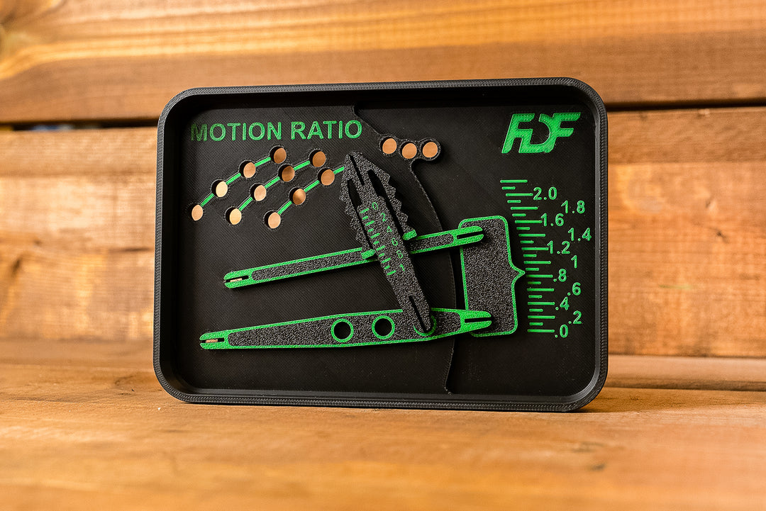 3d printed educational suspension tool explaining motion ratio