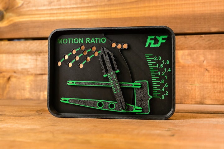 3d printed suspension display showing motion ratio