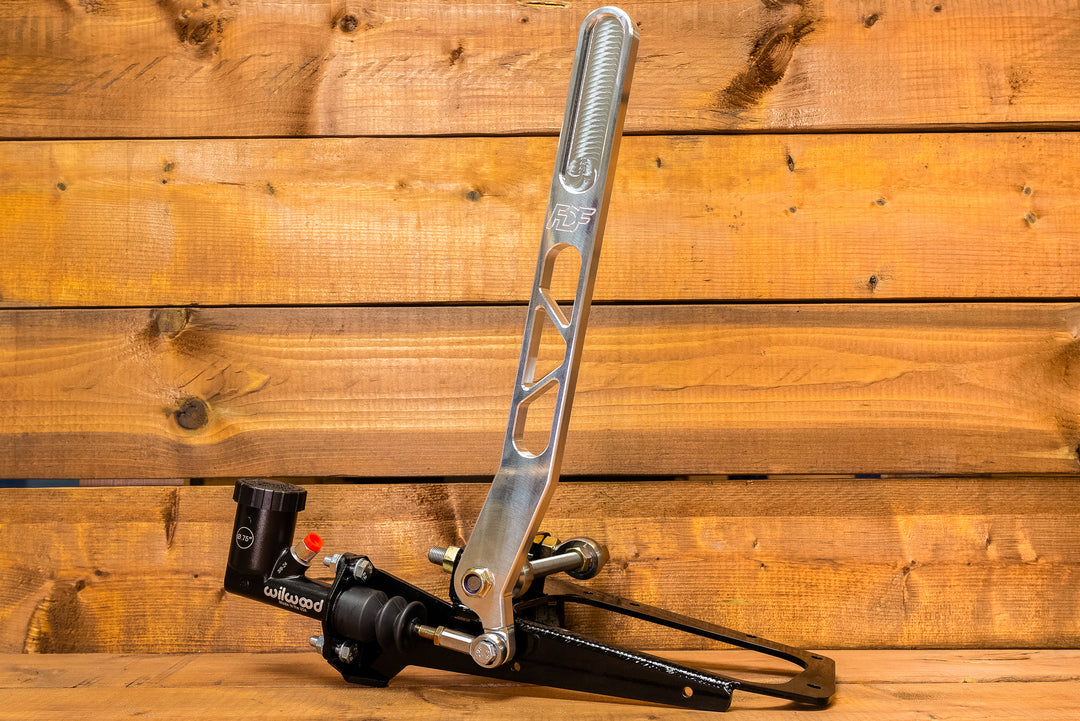 Raw aluminum corvette handbrake with hidden base plate mount