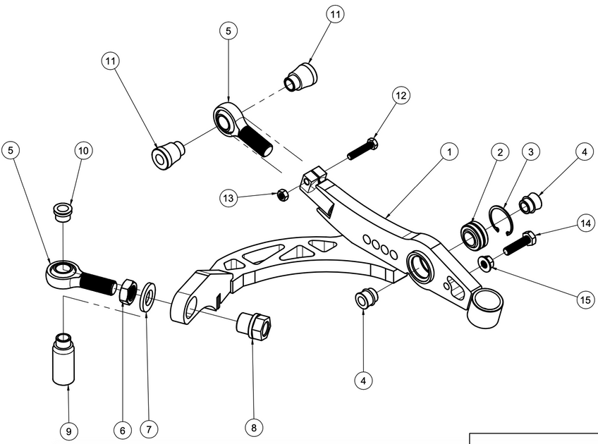 V2 Nissan 350Z Lower Control Arm Assembly Spare Parts