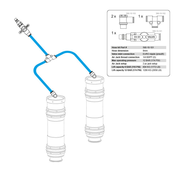 Air Jack 90 Competition Complete Set 2pc, 8 BAR / 120 PSI